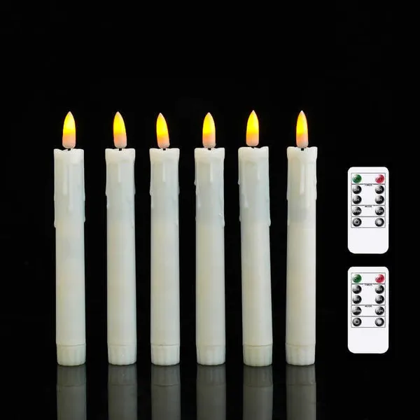 17.5cm Remote Control 3D Real Teardrop Plastic Led Taper Flameless Dinner Candle Light for Wedding Party Decoration