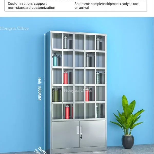 Factory Supply 30 Position Stainless Steel Cup Organizer With Non-Slip Rings, Office Personal Belongings Locker W650xD590xH1250mm photo-2