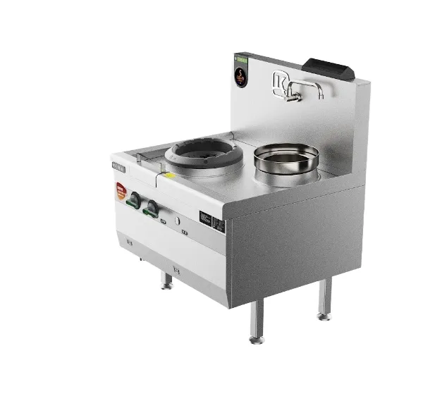 Stainless Steel One Wok One Warmer With Aluminum Alloy Frame and Cast Iron Furnace - Model SZCT28-LYS1