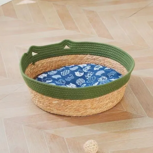2026 Customizable Anti-Slip Round Dog Bed for Small to Medium Pets, Winter Warmth