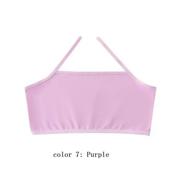 New Girls Solid Color Camisole Vest Wrapped Around the Chest, Single-layer Cotton Underwear During Development Period photo-4
