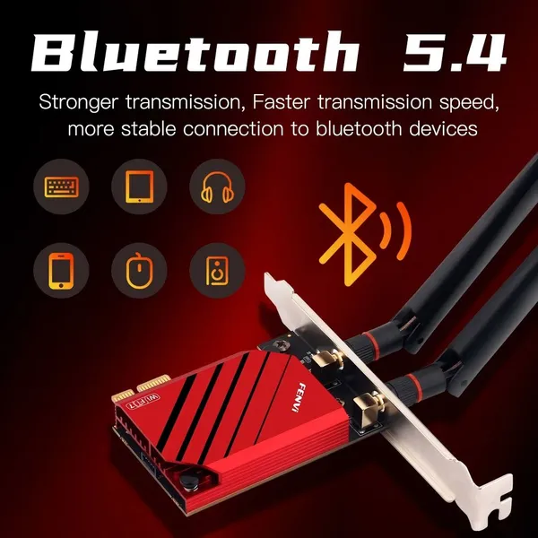 Network Wifi7 Card 802.11WiFi 7 FV-BE8800 BE200 Pcie Wireless Adapter Bluetooth 5.4 Tri-band 2.4G/5G/6GHz be For PC photo-2