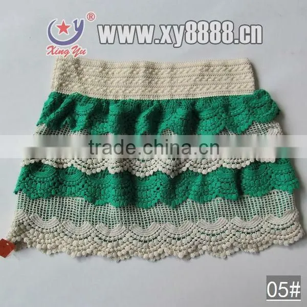 Ladies Sexy Embroidery Lace Tiered Mini Skirt photo-3