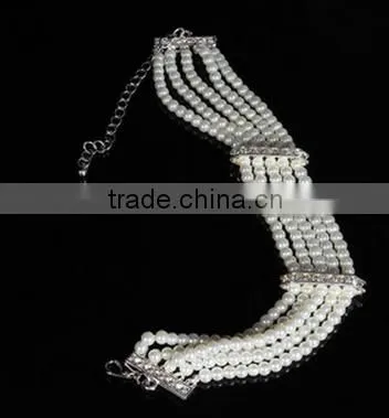Fashion Pearl Charm Bead Bracelet Rhinestone Layers Bracelet Wholesale photo-3