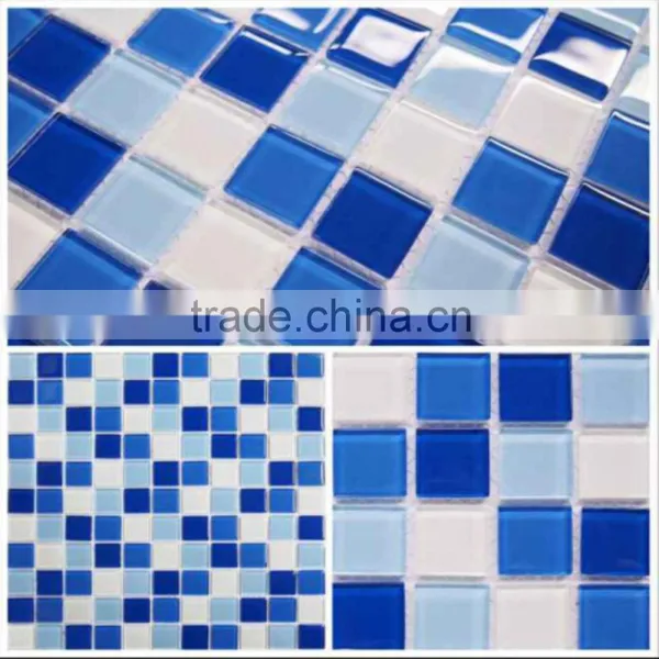 300x300x4mm Swimming Pool Crystal Glass Mosaic Tiles for Sale photo-3