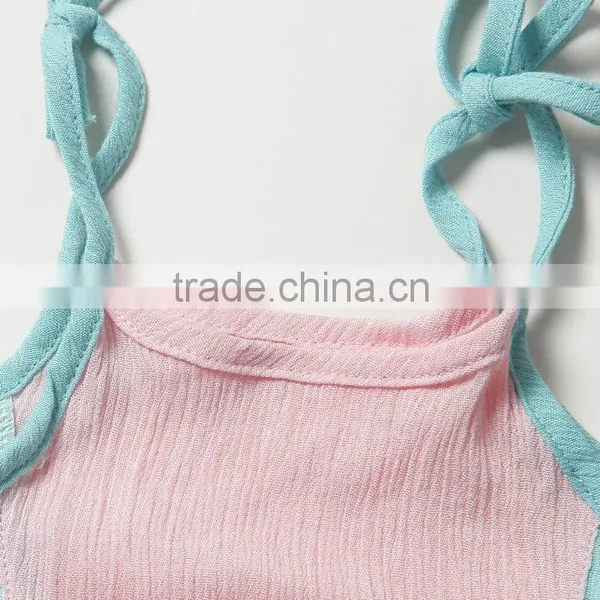 2016 Summer Children's Clothing Baby Girl Clothes Sling Splicing Color Jmpsuit Cotton Rompers photo-2
