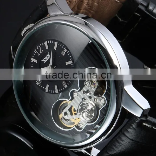 Men Watch Leather Fashion Brand Watches Feather Skeleton Dress Watches ZB005 photo-5