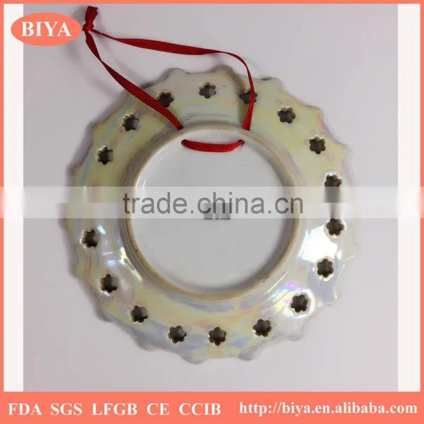 Ceramics Round Hollow Hanging Plate Coated Colorful Pearl Glazed for Souvenir and Decorative Plate, Design Can be Custom photo-2