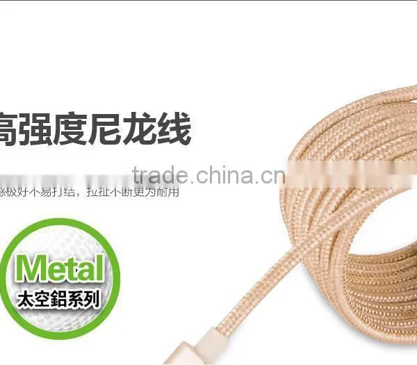 Original GOLF 3M Metal Nylon Weave Micro USB 2.1A Fast Sync And Charge Cable for Android Mobile Phone photo-5