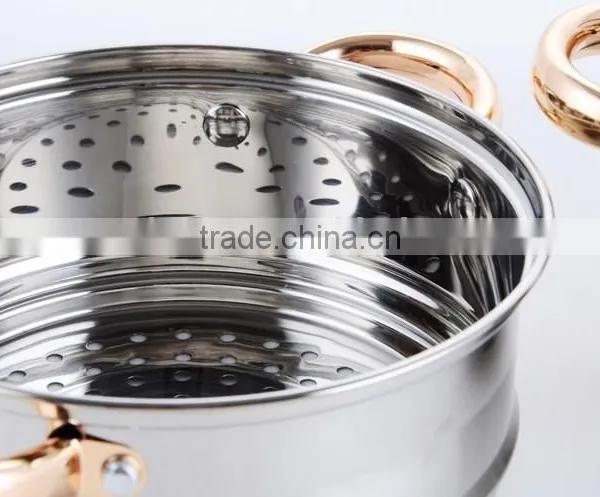 Gold Coating Accessories and Mirror Polished Stainless Steel Steamer Pot photo-2