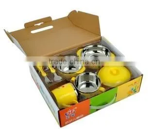 Tableware Wholesale Stainless Steel Color Bowls Set With Fork Spoon and Plastick Lid for Kids photo-2