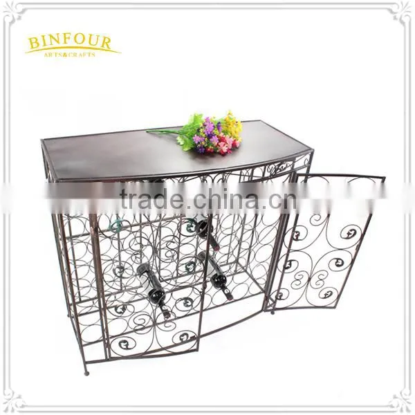 Antique Style Black Metal Wine Rack Storage Bar Wine Rack Home Furniture photo-4