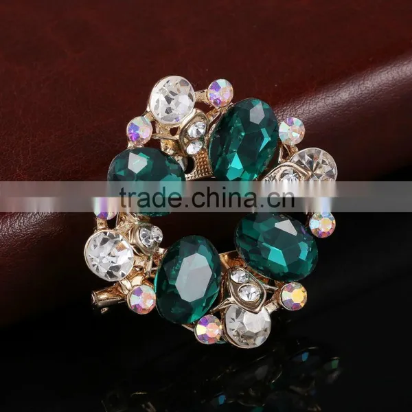 Color Rhinestone Flower Brooch Pins,Hollow Artificial Green Diamond Scarf Buckle For Dress photo-3