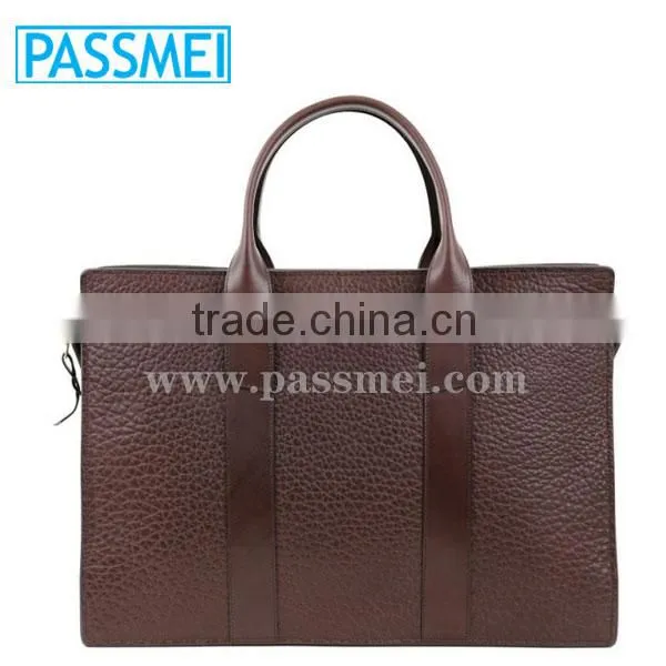 Custom Men's Genuine Leather Zip-Top Briefcase photo-2