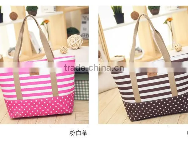 Stripe Canvas Beach Tote Bag Wholesale photo-3