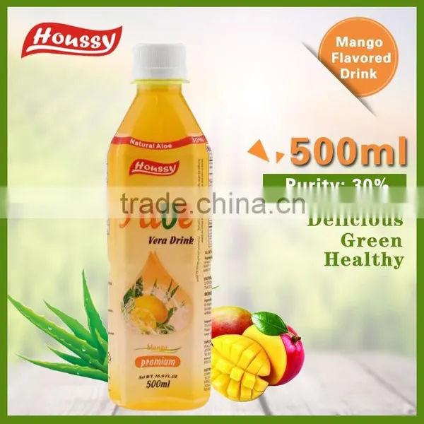 Whole Sale Long Label Nature Healthy Aloe Drink Mango Flavored