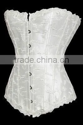 Sexy Lace Ruffled Brocade Floral Steampunk Corset Overbust Steel Boned Corset photo-4