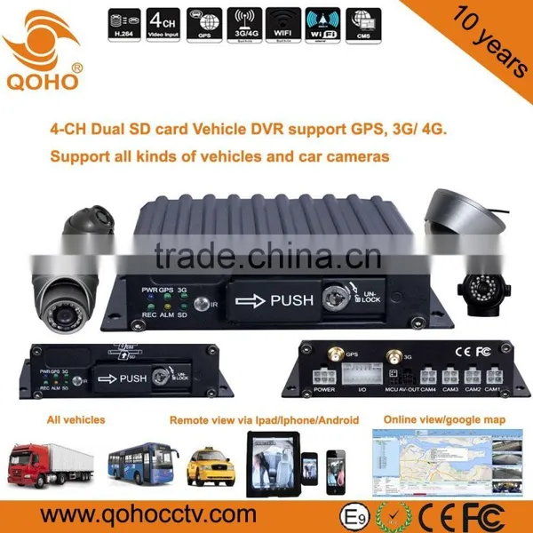 Mobile Dvr Surveillance System 128G Dual SD Card 4 CH Linux Car Mobile DVR photo-5