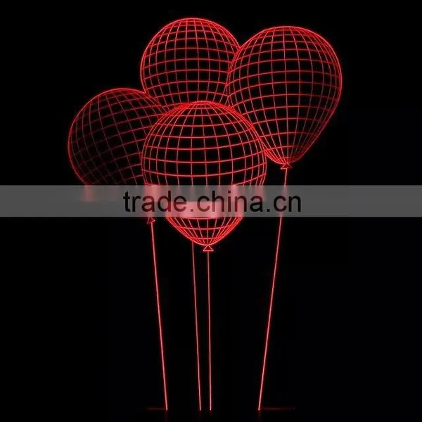3D Optical Illusion Ballon Night Lamp Night Light 10 Colorful LEDs Ultra-thin Acrylic Light Panel AA Battery or DC 5V photo-6