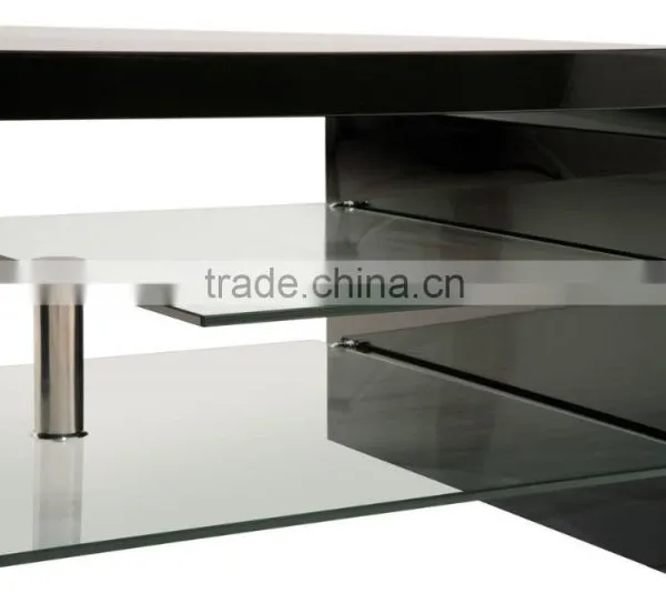 TV-3006 High Gloss Top TV Stand With Clear Glass Shelves photo-3