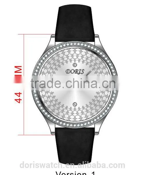 Japan Movt Quartz Watch Price,2015 Leather Strap Watch,stainless Steel Case Watch With Stone photo-2