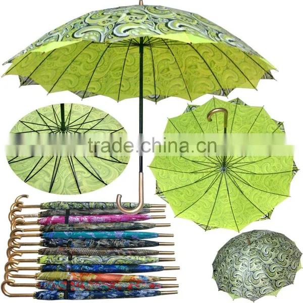 2016 Cheap Silver Printed Golf 16k 24k Wooden Handle Nigeria Wholesale Umbrella photo-4