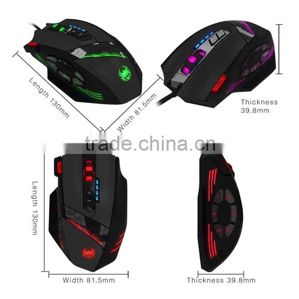 ZELOTES 12 Programmable Buttons LED Optical Professional High Precision USB Gaming Mouse photo-3
