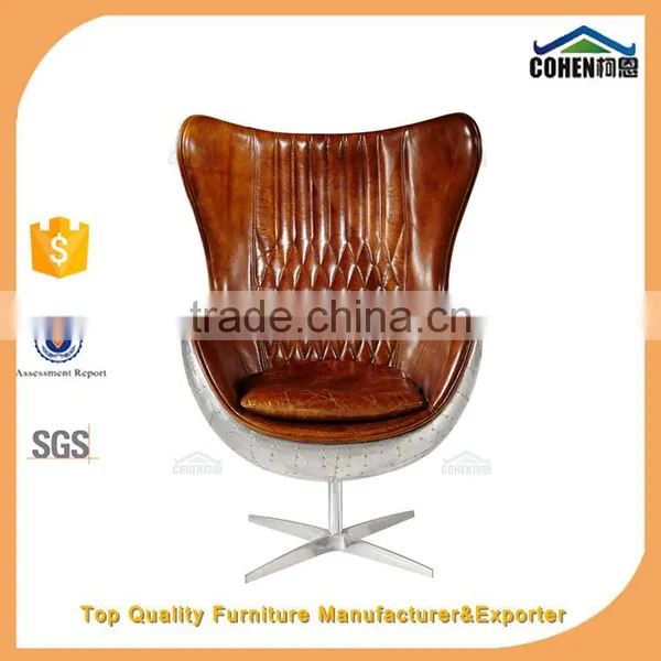 Vintage Living Room Furniture Egg Chairs With Aluminium Back photo-2