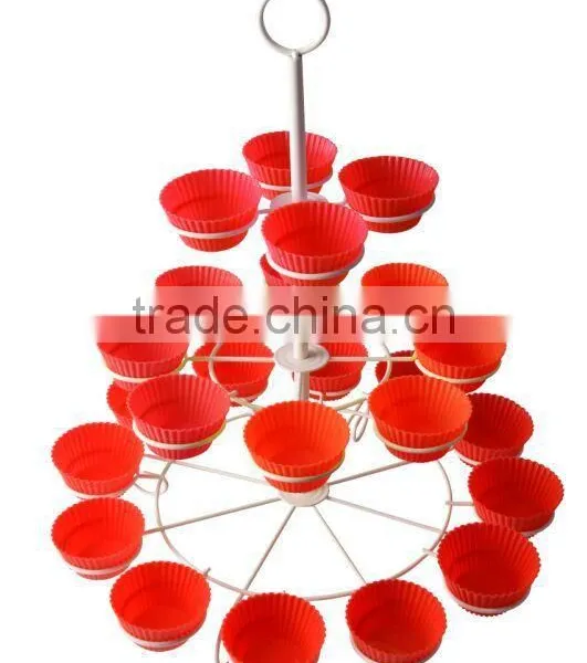 Colorful 3-tier Wire Metal Iron Rack With the Silicone Cup- Cupcake Stand/holder-silicone Cake Mould photo-3