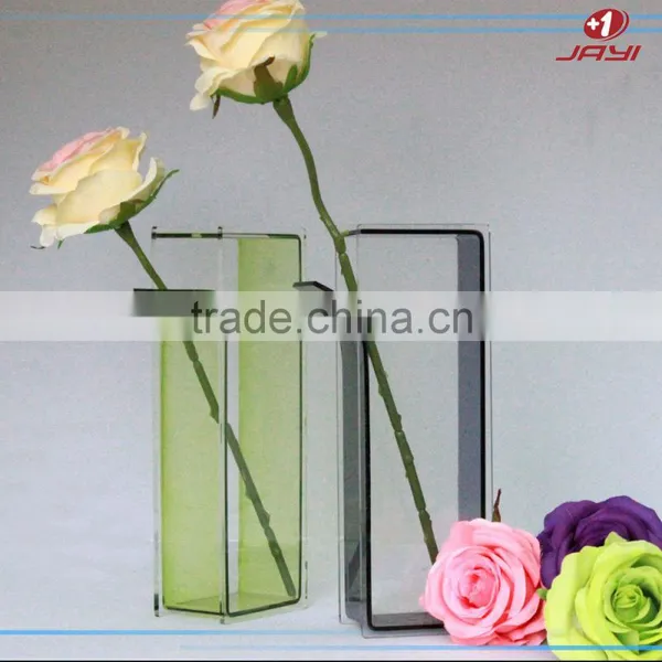 Hot Sale Wholesale Acrylic Clear Green and Black Tall Glass Vases photo-3