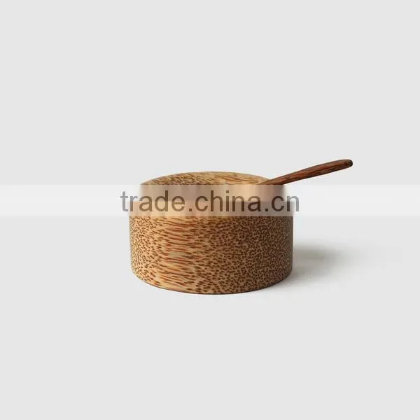 Natural Coconut Wood Salt Cellar/mini Coconut Spoon/ Condiment Set photo-2