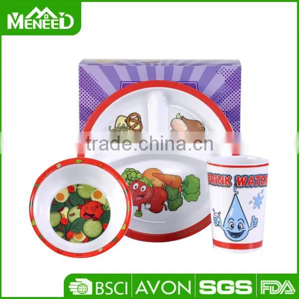 100% Melamine Food Grade Elephant & Crane Printed No-toxic Kids Dinnerware Set photo-2