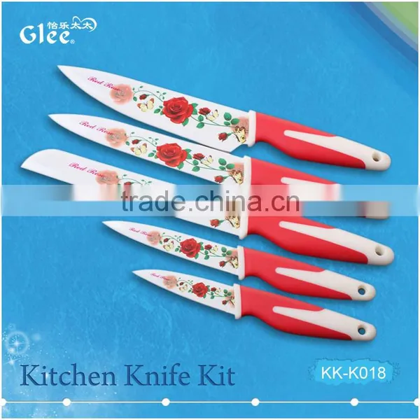 2015 Factory Directly Kitchen Knife Set With Flower Coating