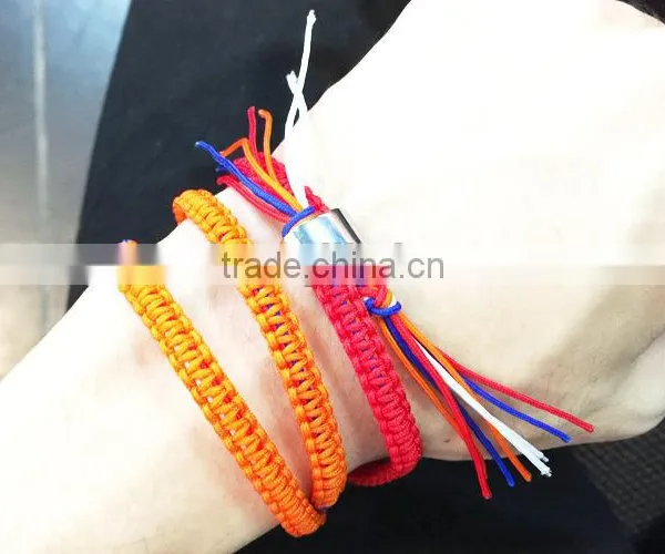 Red White Blue Orange Color Cord Handwoven Macrame Wrap Bracelet Braided Friendship Bracelet photo-6