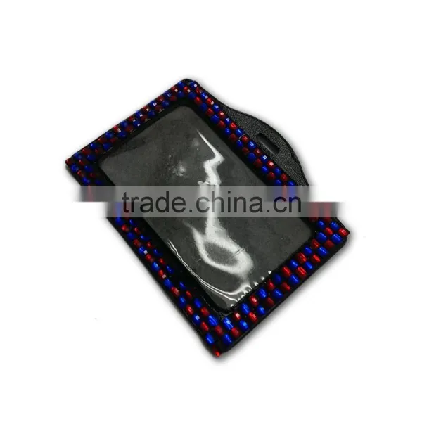 Hot Sale, High Quality Promotion Gift PU Leather Badge Holder With Crystal Gem Decoration photo-2