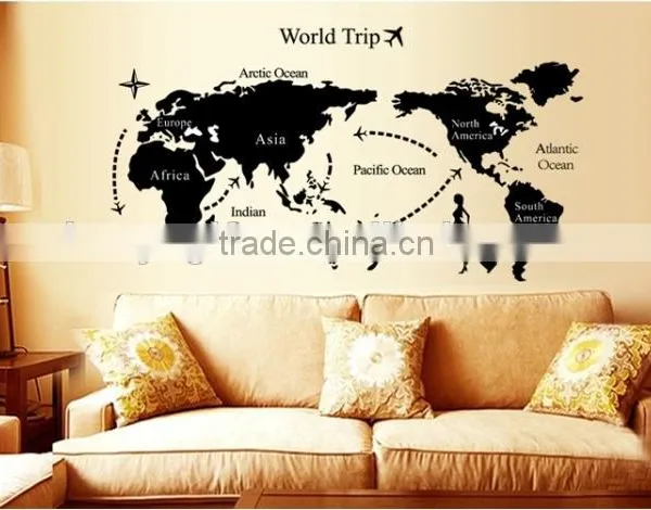 Fashion Decorative DIY Wall Sticker World Map Sitting Room Wall Stickers TV Setting Post photo-3