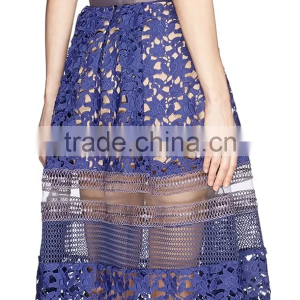 Honeycomb Mesh With Textured Lace Transparent Trims Skirt photo-3