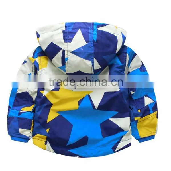 Boys Bright Blue Colour Hooded Anorak With Slant Zipper Childrens Winter Windproof Jacket photo-2