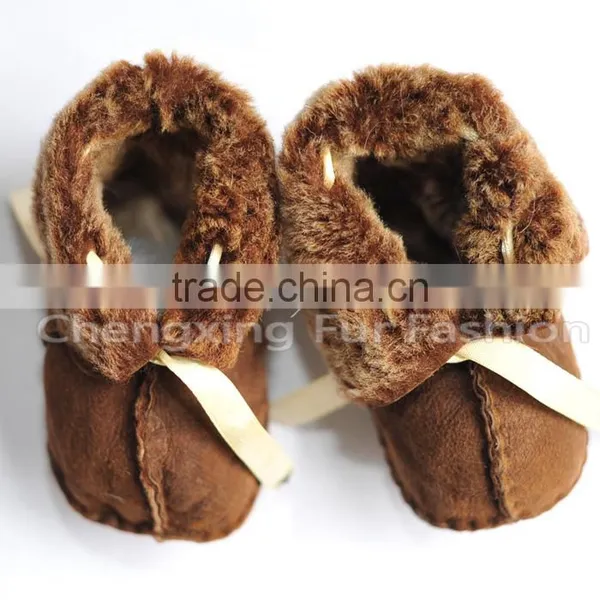 CX-SHOES-01 Genuine Sheared Sheep Leather Child Shoes photo-3