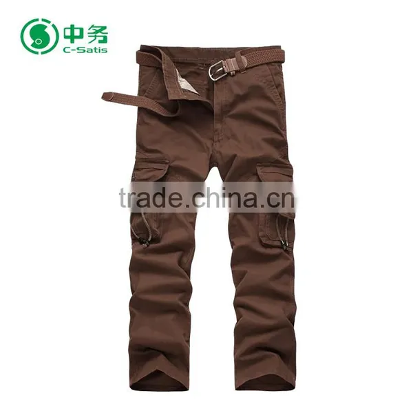 New Design Comfortable Multi Pockets 100% Cotton Mens Cargo Trousers for Wholesale photo-3
