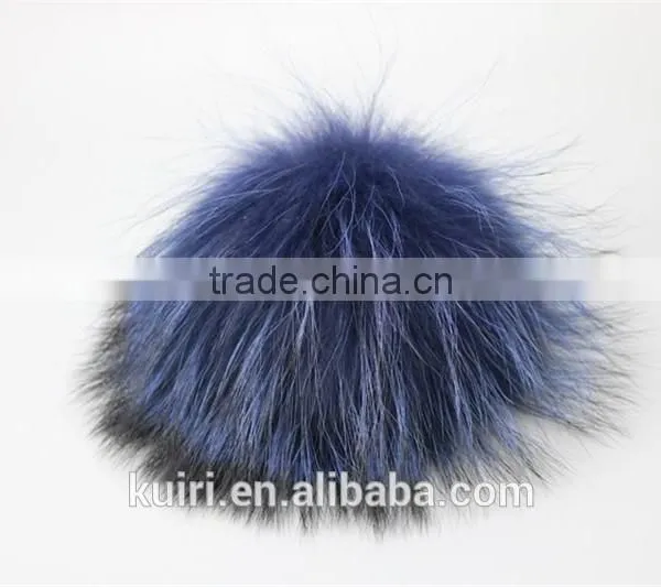DIY 15cm Raccoon Fur Pompoms Fur Balls for Knitted Hat Cap Beanies and Keychain and Scarves photo-5