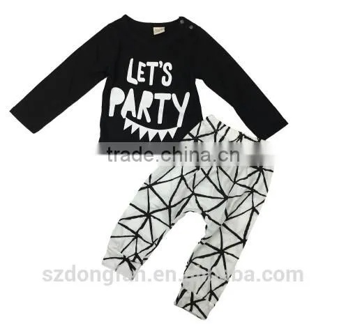 2016 New Baby Boy Clothes Set Fashion Cotton Long-sleeved Party Letter T-shirt+pants 2pcs s Newborn Baby Girl Clothing Set photo-3