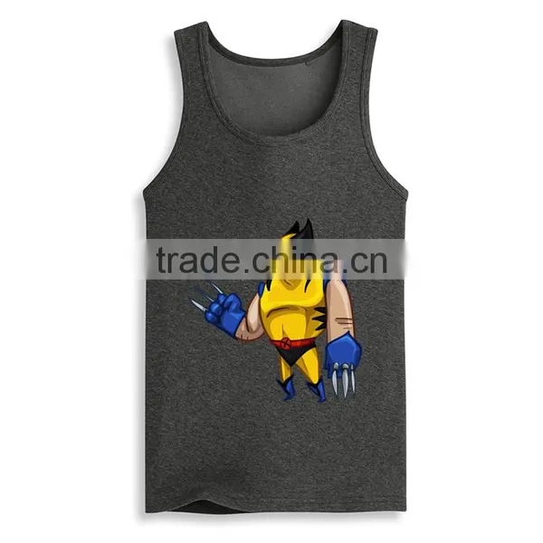 Fashion Latest Design Print Bulk Mens Sleeveless Tank Top Tee White T-shirts photo-3
