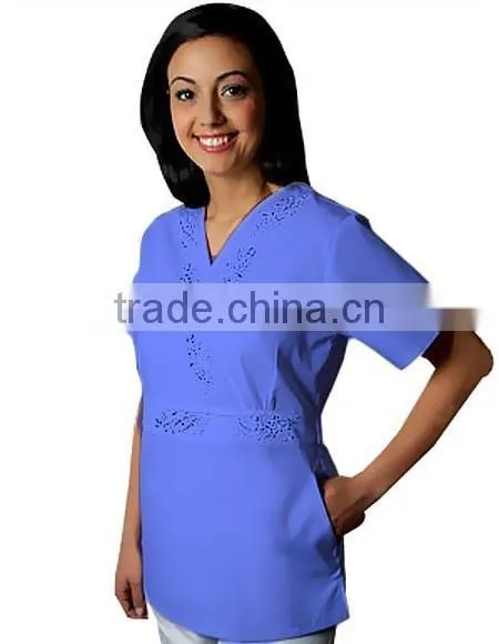 Ladies Mock Wrap Scrub Top photo-3