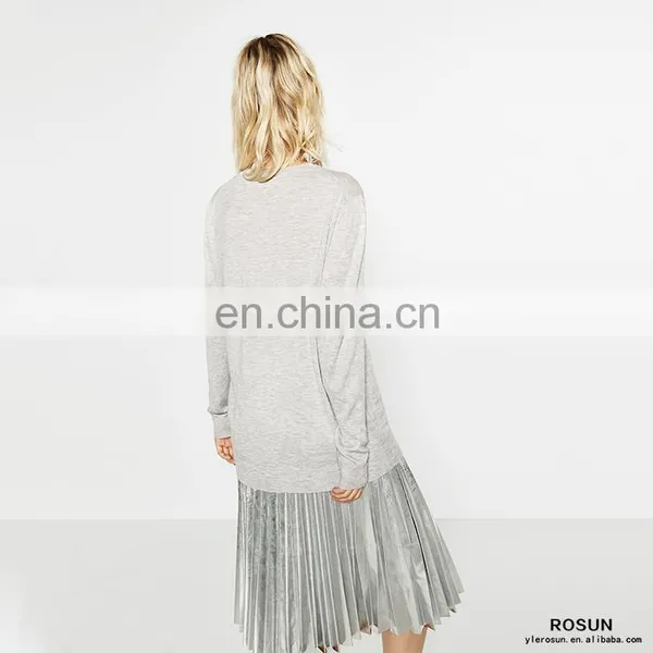 Ladies Light Grey Crew Neck Pullover Oversized Knit Jumper photo-5