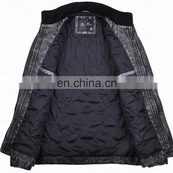 2017 Lastest Fashion Hot Sale Diamond Quilted pu Men Long Jacket photo-2