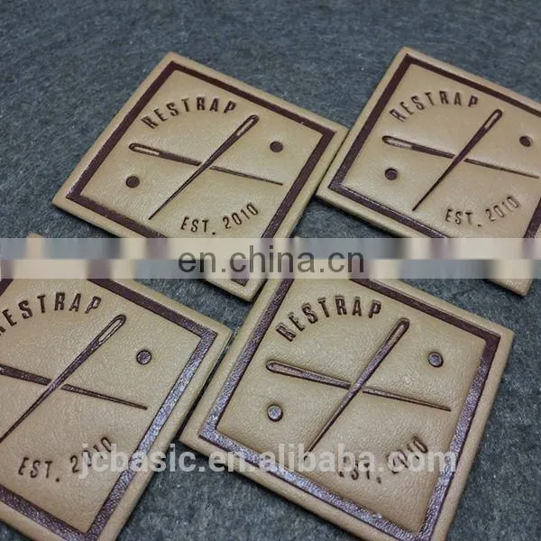 Hot Sell Custom Enamel PU Leather Jeans Metal Label With Press Logo On Leather photo-2