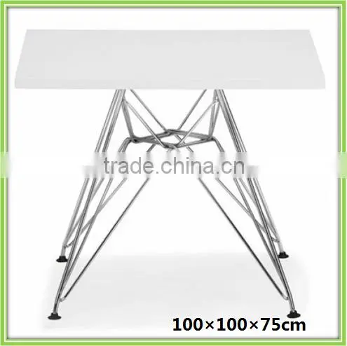 Modern New Square Wood Top Metal Frame French Dining Table