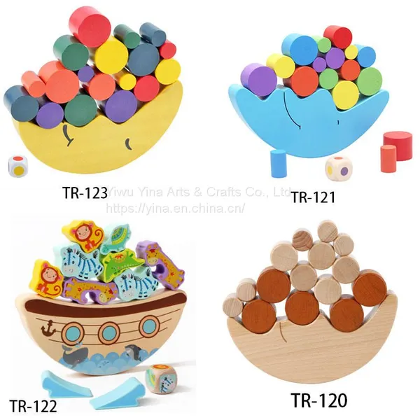 Wooden Cartoon Moon Balance Toy Balancing Game Set Stacking Cylinder Blocks Educational Toys For Kids photo-2