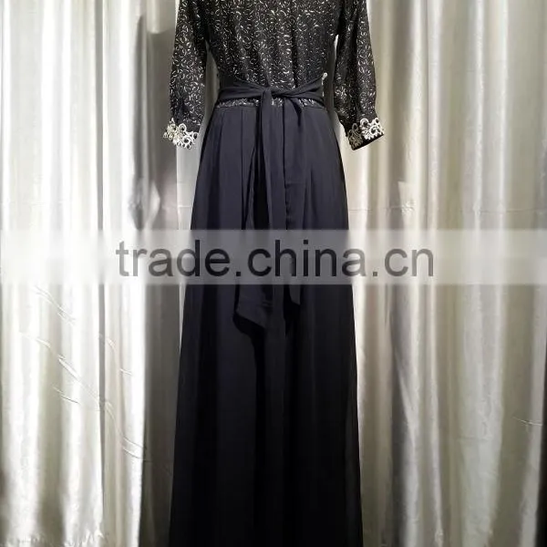 Long Chiffon Gilding and Beaded Peplum 2015 Turkish Fashion